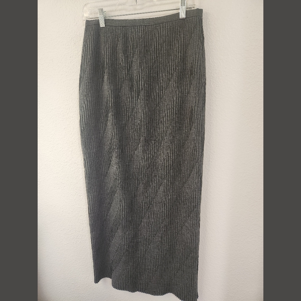Cache Gray Accordion Long Line Straight Maxi Skir… - image 3